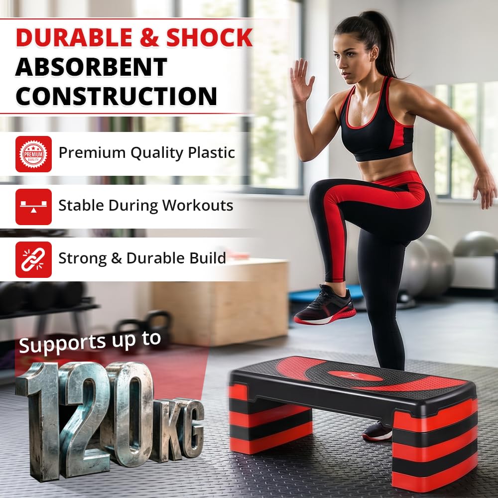 Stepper fitness con 5 livelli di altezza regolabili 10-30 cm, piattaforma antiscivolo per esercizi aerobici