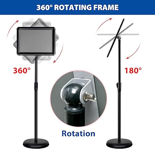 Miniatura 4 de Soporte de cartel de pedestal ajustable de 8.5 x 11 pulgadas, soporte de aluminio resistente para letrero de pie de pie con marco abierto para