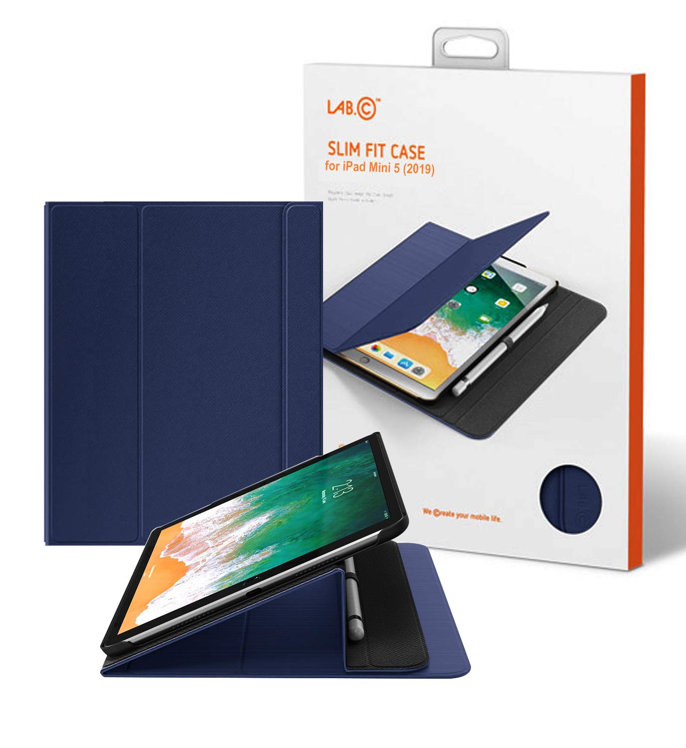 Apple iPad Mini 5 (2019) LAB.C Slim Fit Case Magnet Clasp with S-Pen Holder (Navy)