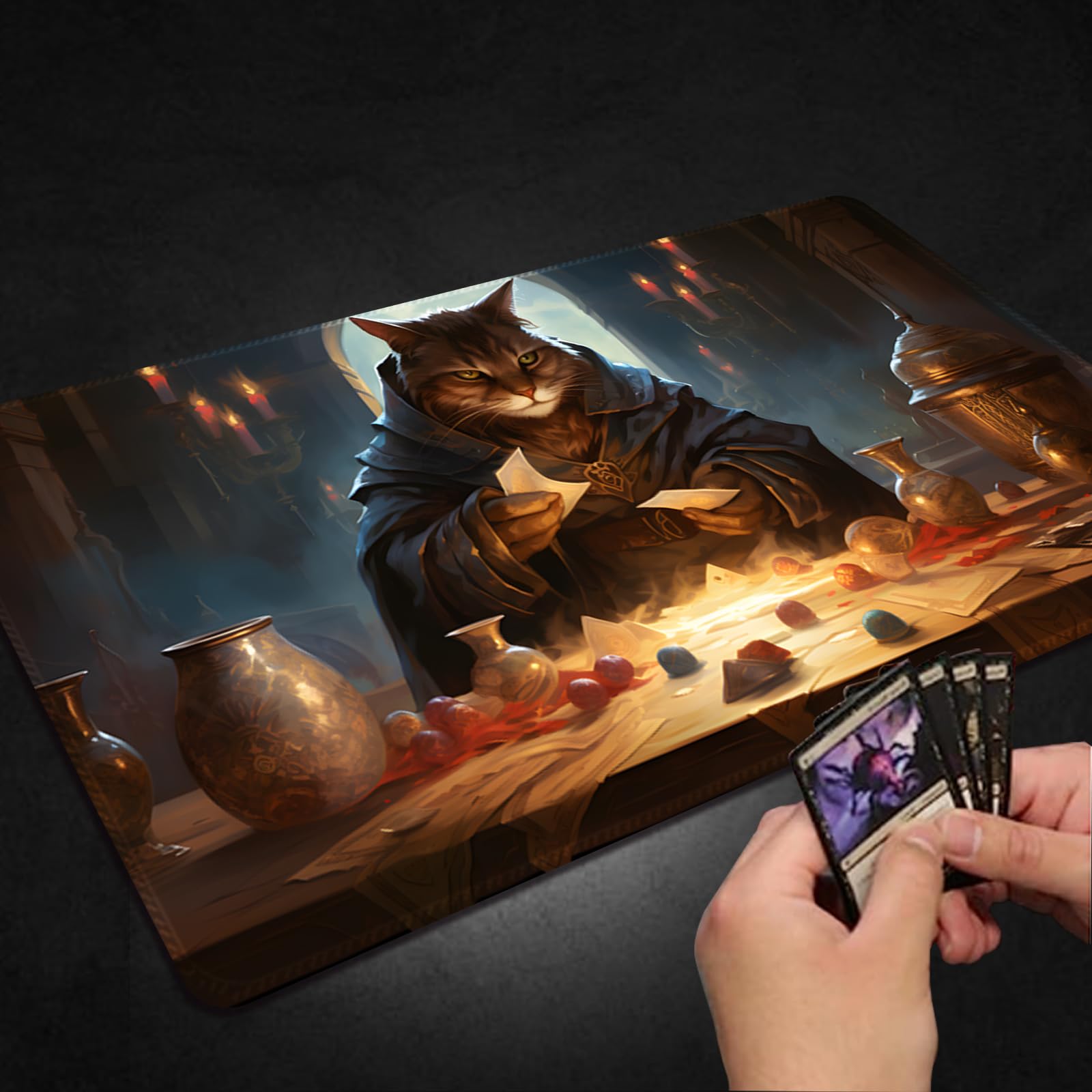 Borsa Porta Tappetino Da Gioco In PVC Con Ganci, Custodia Appendibile Per Playmat TCG/MTG, 94x40.5 Cm, Nero