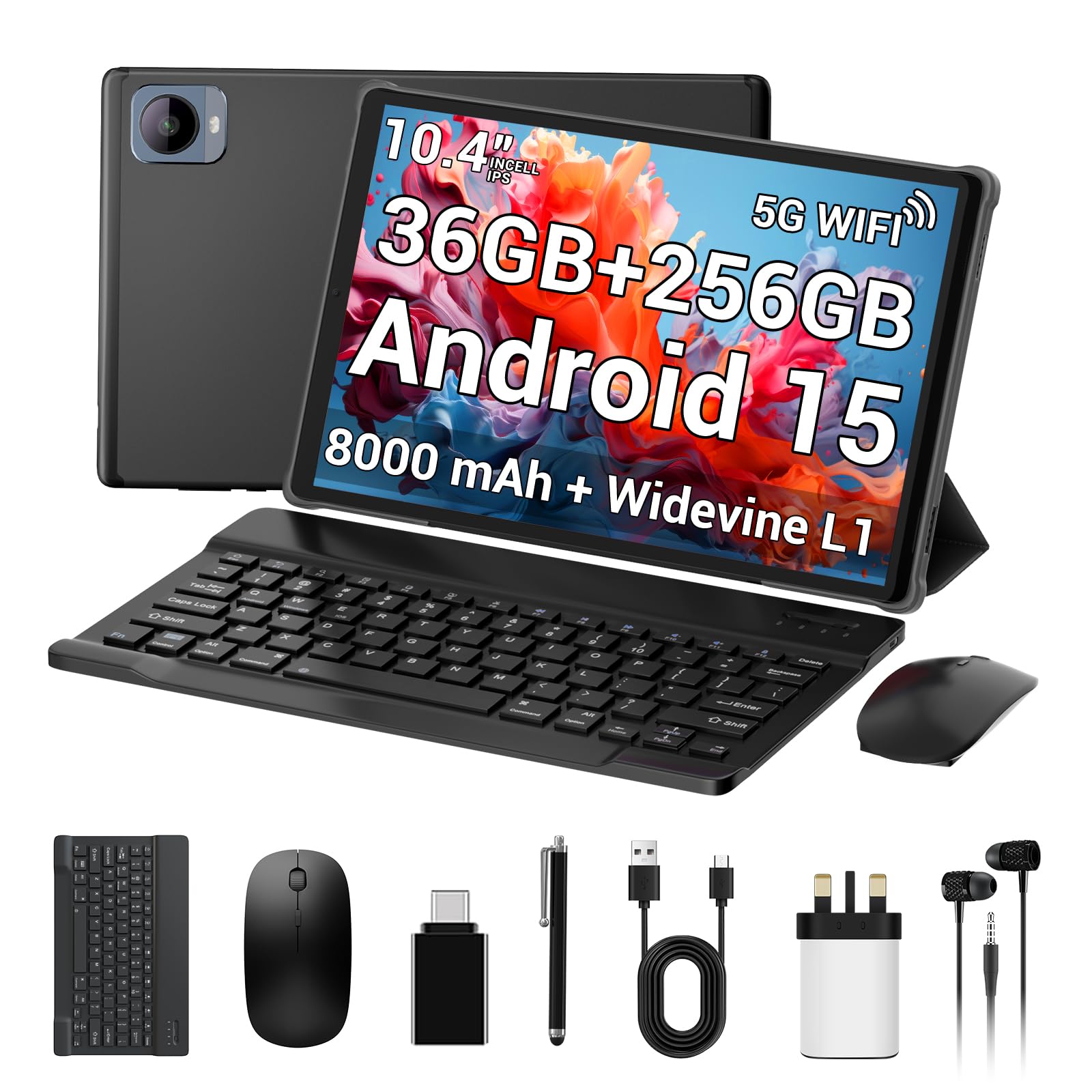 AXETOP10.4 Inch Tablet Android 15, 5G WiFi, 36GB RAM+256GB ROM