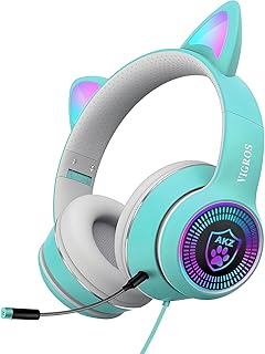 Cat Ear Gaming Headphones Wired AUX 3.5mm with LED Light,...