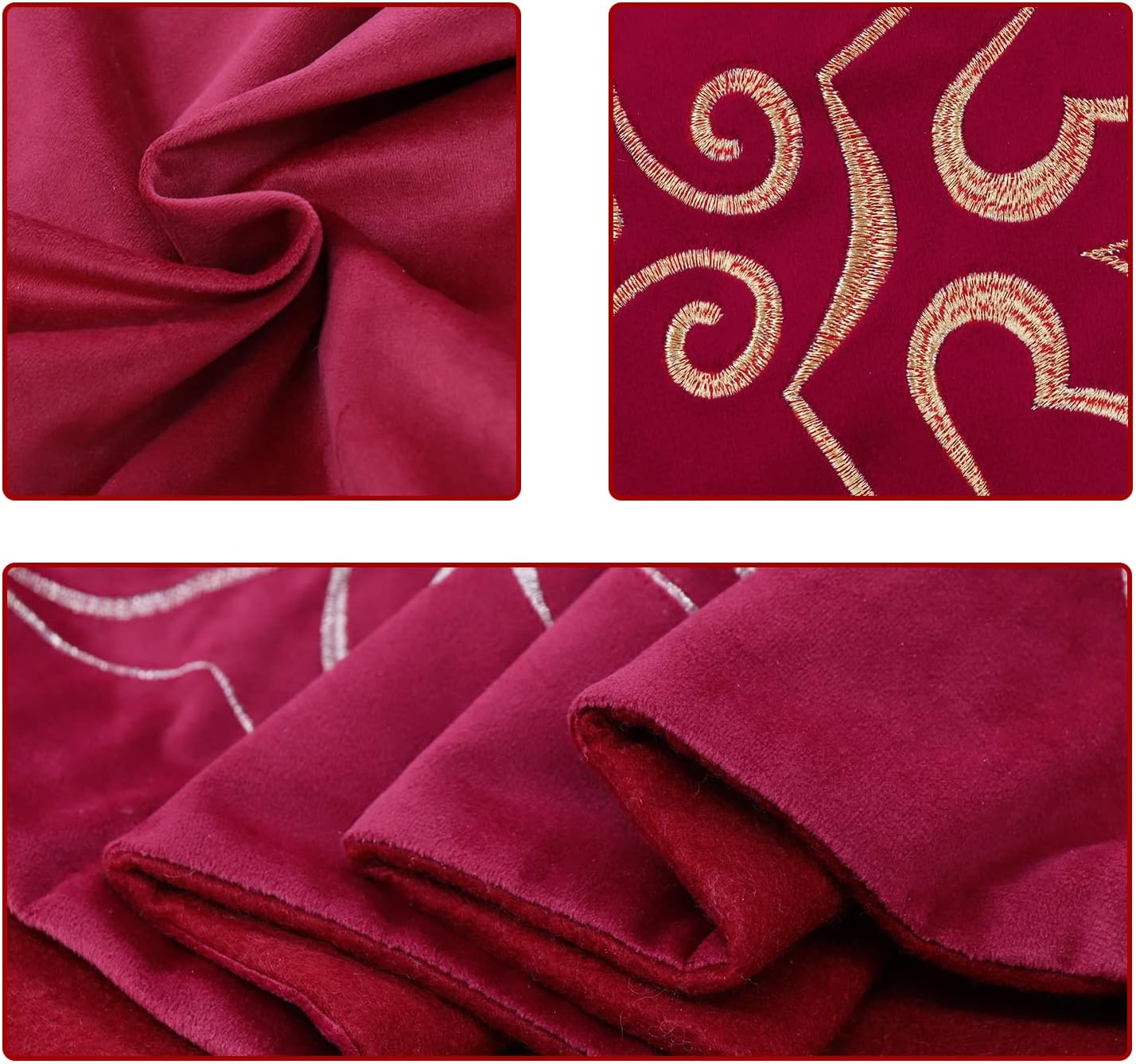 Christmas Tree Skirt, 72 inch Extra Large Velvet Fur Plush Red Tree Skirt, Xmas Tree Skirts with Gold Embroidered for Merry Christmas Party Large Christmas Tree Holiday Decorations