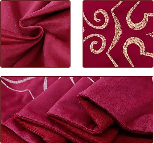 Miniatura 10 de Falda para árbol de Navidad, árbol de Navidad rojo de 60 pulgadas, faldas grandes de terciopelo rústico para árbol de Navidad, faldas de árbol