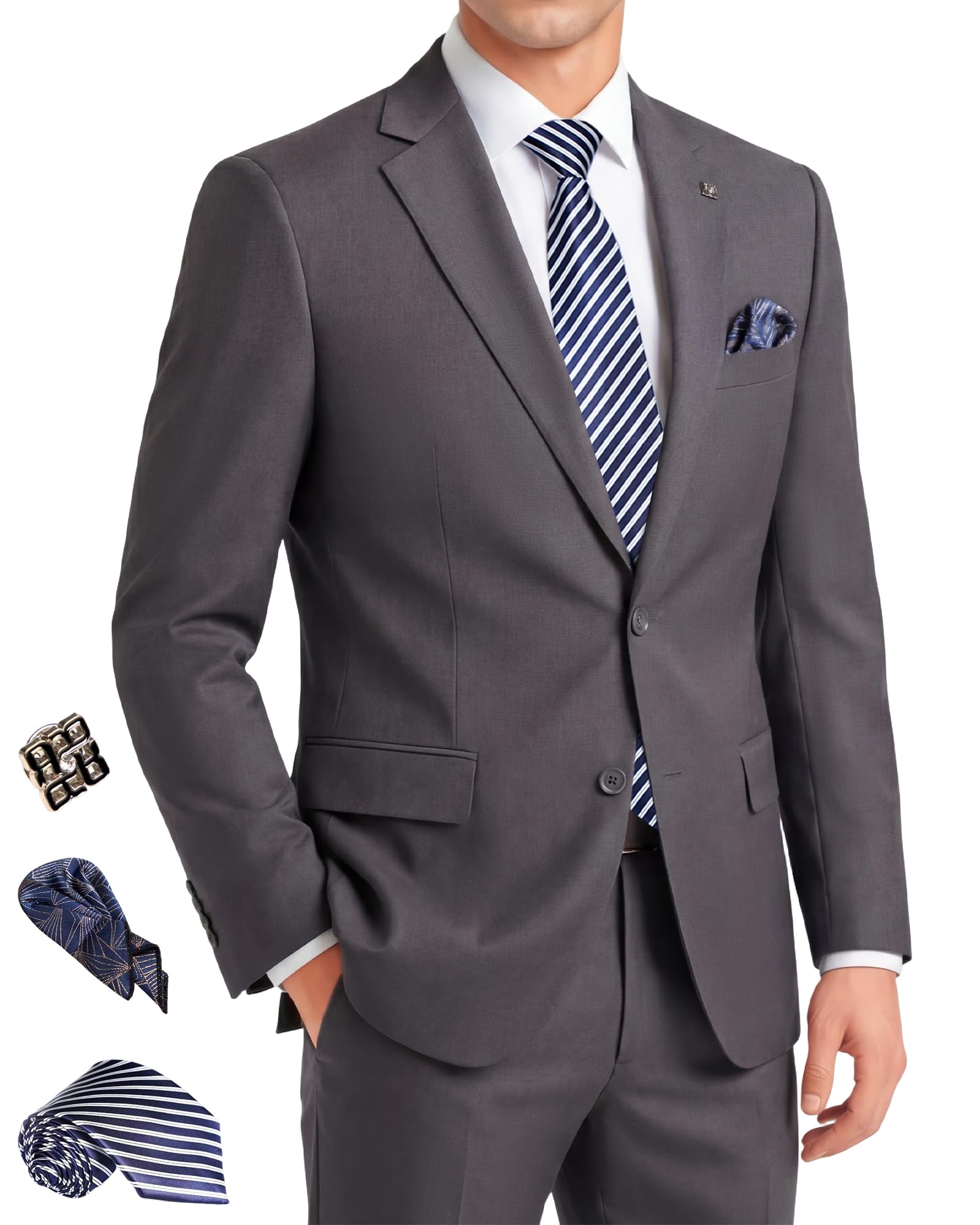Men's Slim Fit 2 Piece Suit Set Stretch