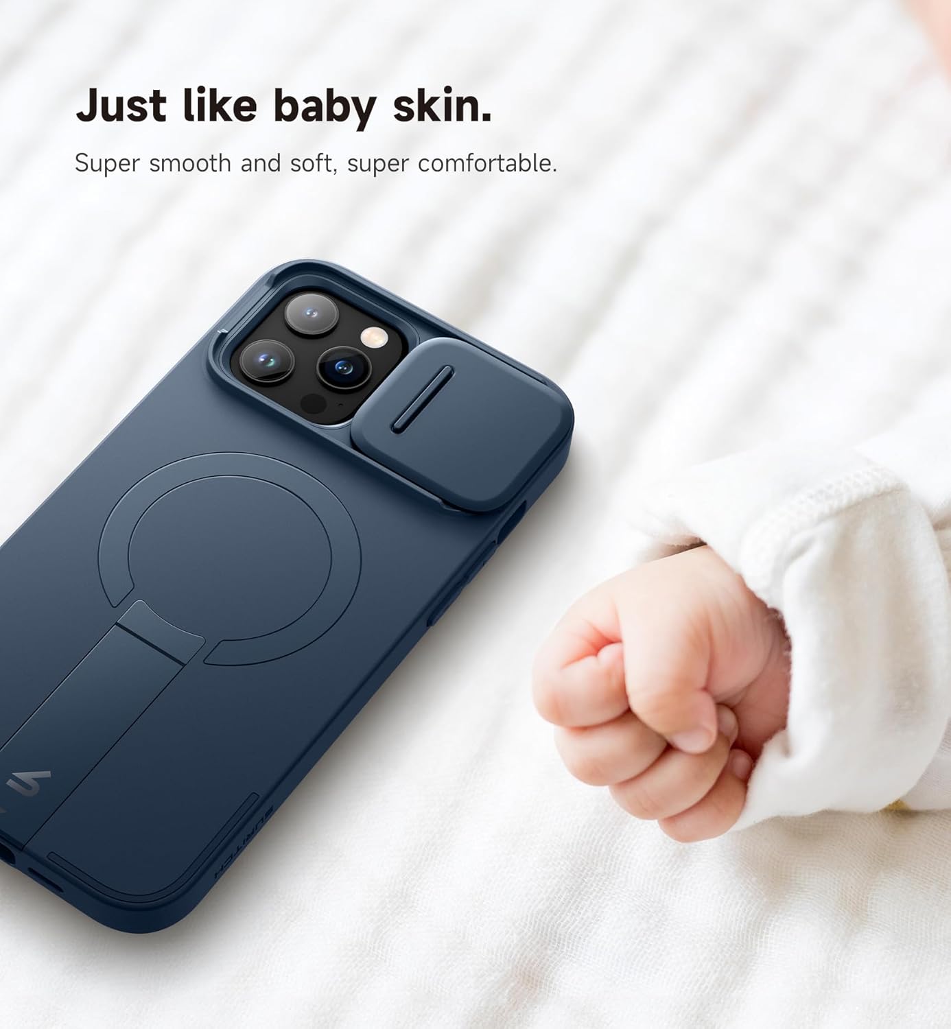 SURITCH for iPhone 13 Pro Max/12 Pro Max Case with Magnetic Camera Slide Cover and Adjustable Kickstand, Compatible with MagSafe, Shockproof Bumper Case Slim Protective Cover 6.7 Inch, Blue - Image 6