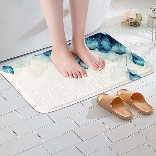 Vista 89 de Erosebridal Alfombras de baño azul marino para decoración de ducha, tapete de baño retro teñido anudado, tapete de puerta de vellón de acuarela