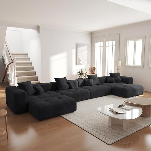 Miniatura 27 de JACH - Sofás seccional modular en forma de V para sala de estar, sofá nube moderno, sofá modular moderno de mediados de siglo, sofá cama acogedor