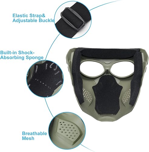 Miniatura 3 de VPZENAR Máscara Airsoft de cara completa máscara de calavera para hombres y mujeres máscara de cosplay de Halloween lente transparente