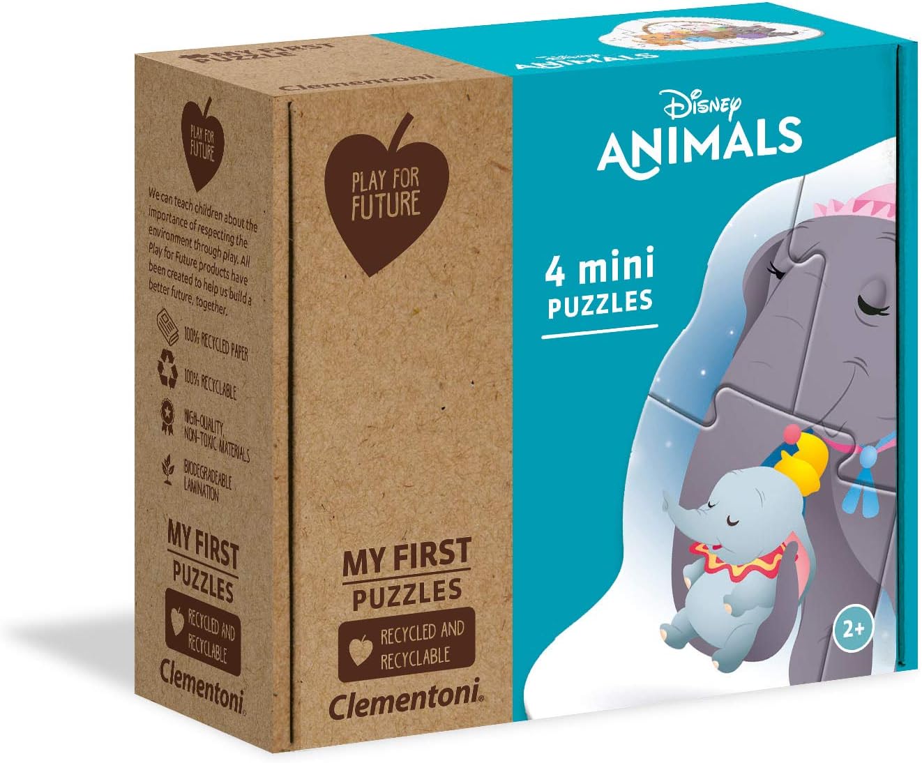 Clementoni - 20826 - My First Puzzle Play for Future - Disney Animal Friends - 3+6+9+12 Pieces - Made in Italy - 100% Recycled Materials, Jigsaw Puzzle for Kids