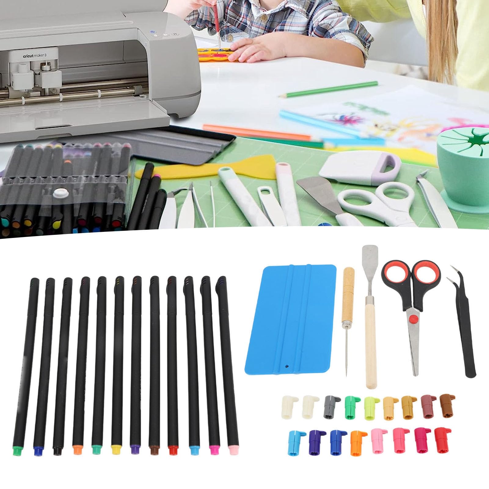 BORDSTRACT Kit de corte, herramientas de artesanía de madera sintética con asas portátiles para pegar pegatinas de pared, manualidades de papel