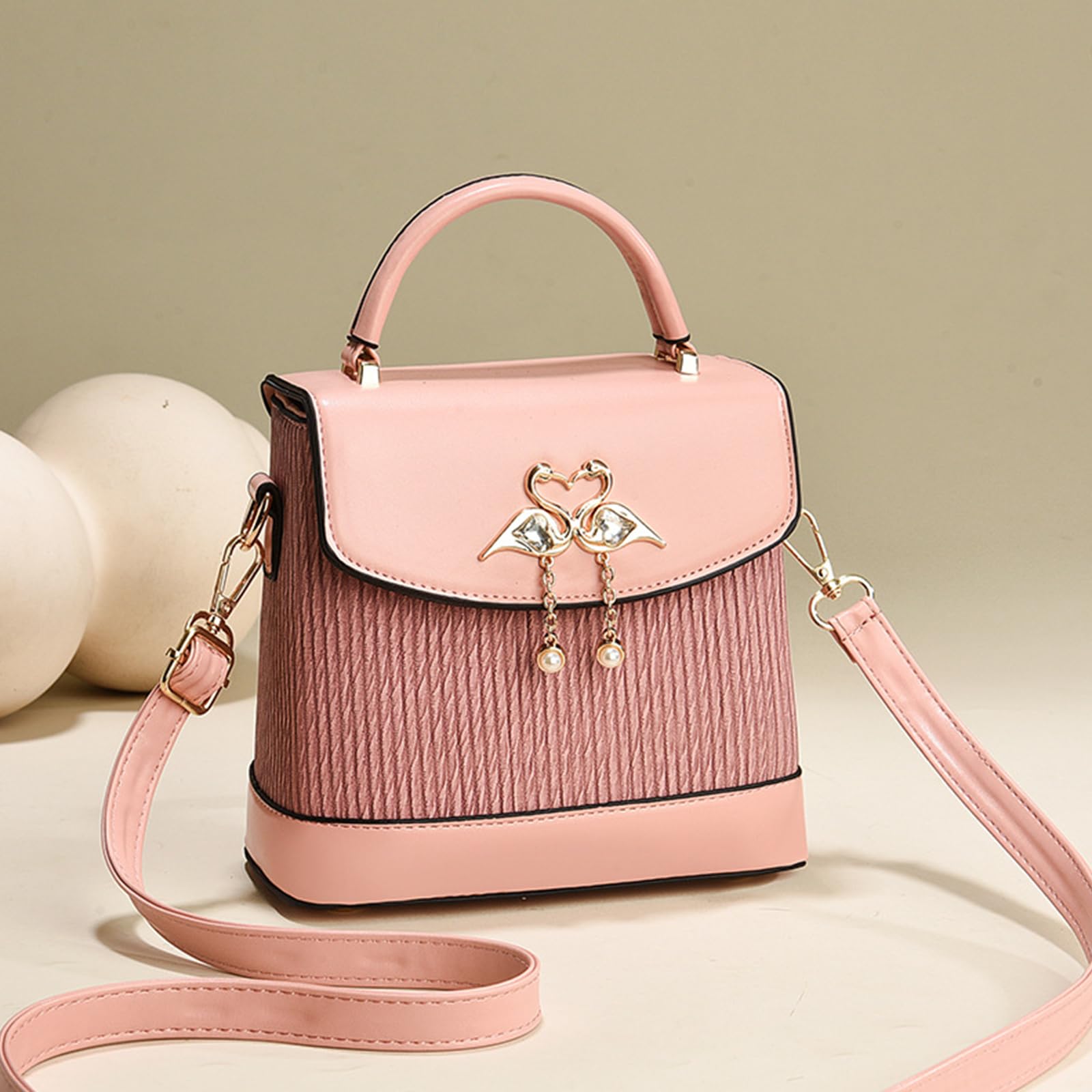 NICOLE & DORIS Bolso de Mano para Mujer Bolsa de asa Superior Clásico Bolso Bandolera Pequeño Cuero PU para Citas,Paseos y Fiesta