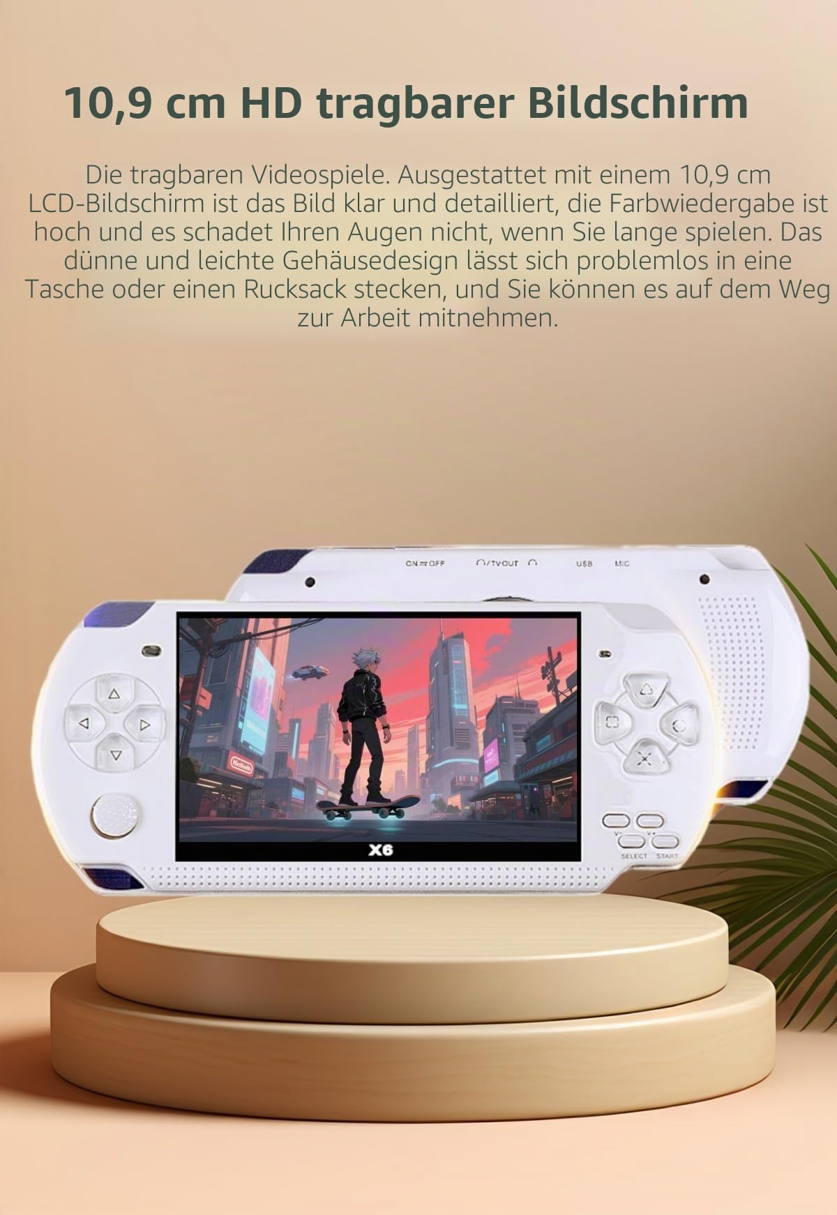 4,3-Zoll-Retro-Handheld-Spielkonsole – Vorinstallierte Klassiker, tragbarer Videospielplayer mit TV-Anschluss, wiederaufladbarem Akku und TF-Kartensteckplatz (Black)
