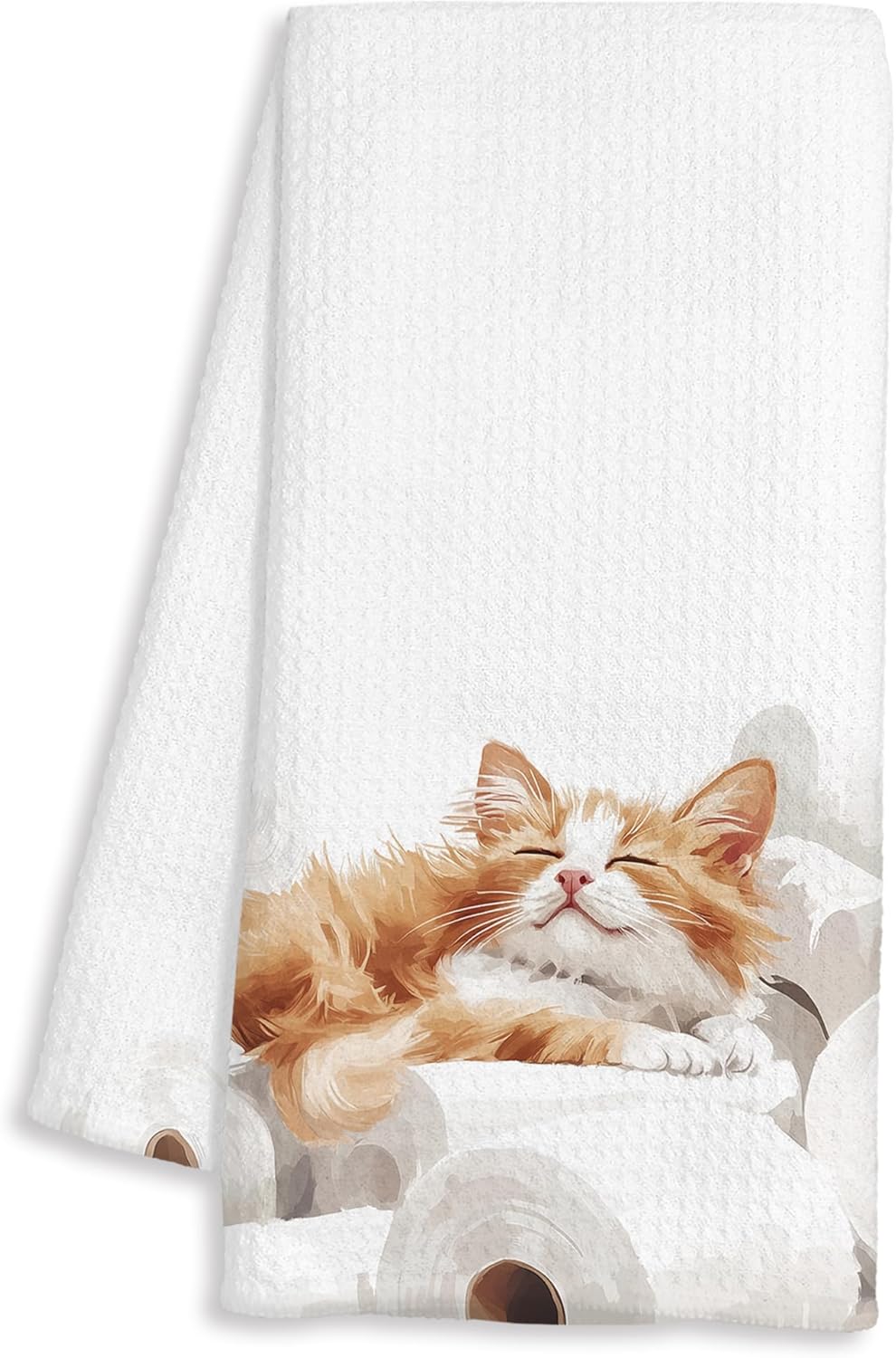 FTKBGHY Funny Orange Cat Hand Towels for Bathroom Decor Gifts, Cat Lover Mom Lady Gifts, Funny Bathroom Decor, Orange Kitty Kitten Decorative Hand Towels for Restroom Room, 16x24 Inch