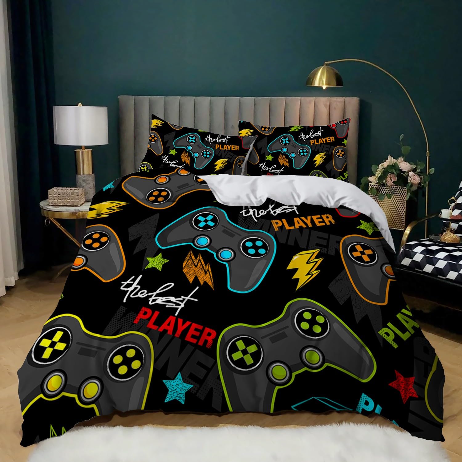 Housse de couette console de jeux pour chambre d'ado moderne