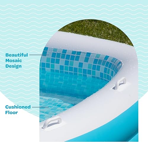 Miniatura 8 de Grip A Pool Piscina inflable, para niños y adultos, piscina de 90 x 60 pulgadas (7.5 x 5 pies) con suelo suave, asas y drenaje, piscina inflable