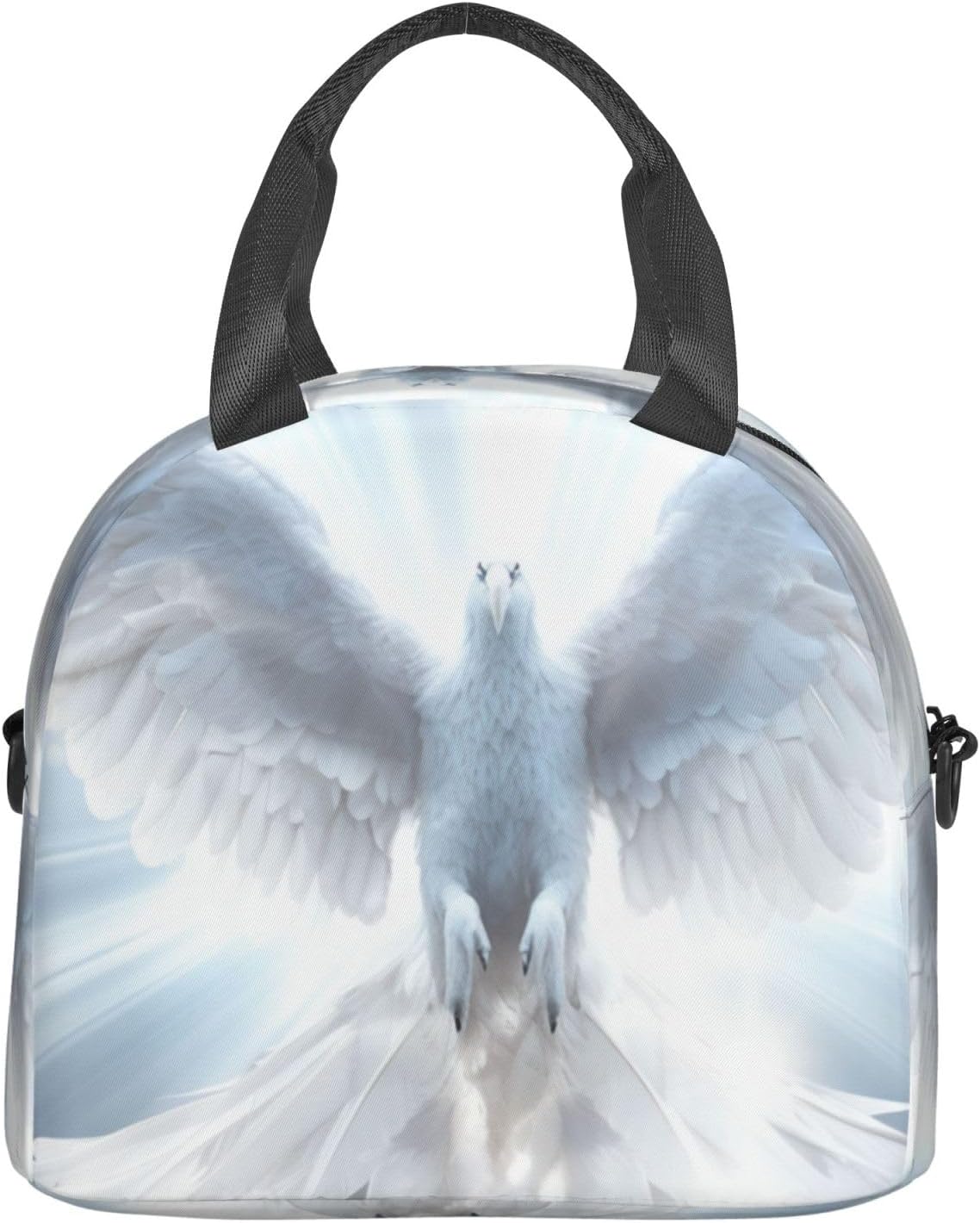Angel Wing Print Reusable Lunch Bag Insulated Lunch Boxes for Office Work Picnic Tote Bag Adjustable