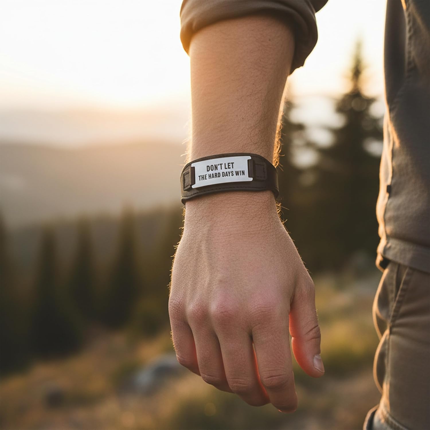 Christian Inspirational Leather Bracelet for Men - God Is In Control & Dont Let The Hard Days Win Bracelet Faith Jewelry Stylish Durable Gift for Father Son Husband Friend - Image 3