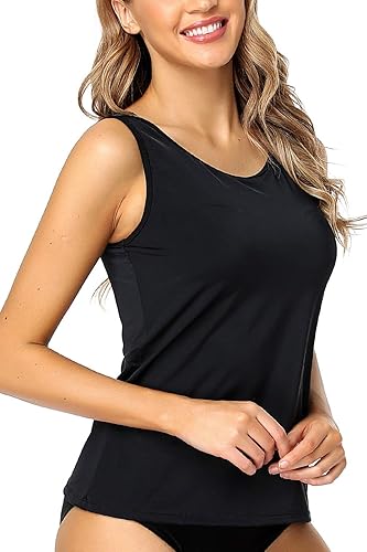 Miniatura 3 de PERONA Traje de baño de dos piezas para mujer, sexy, cuello en V, control de abdomen, tankini de talla grande