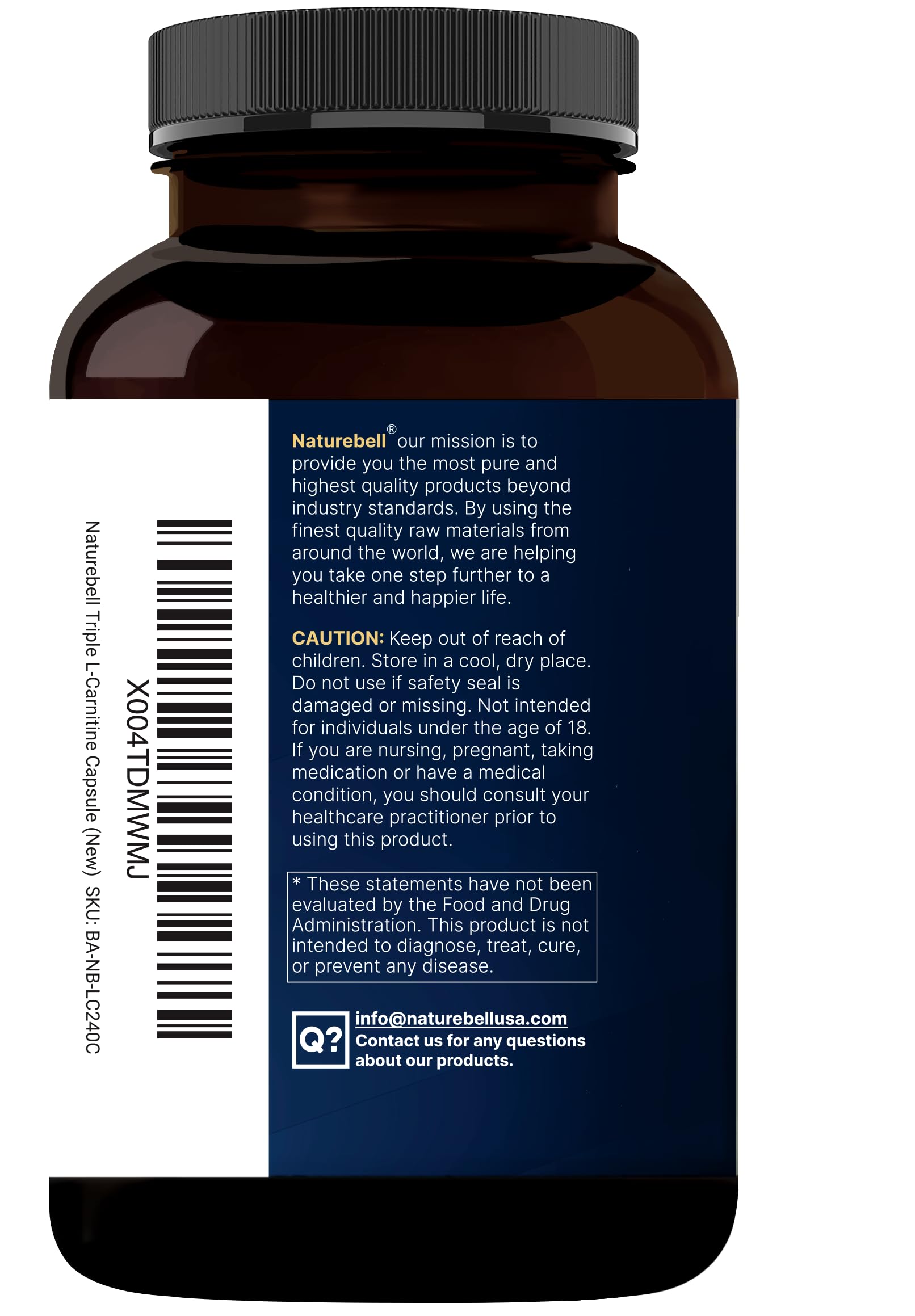 NatureBell Triple L-Carnitine 3,000 mg** Per Serving, 240 Capsules | 3-in-1 Carnitine Complex with L-Carnitine HCl, ALCAR & Tartrate | Non-GMO — Amazon image 8