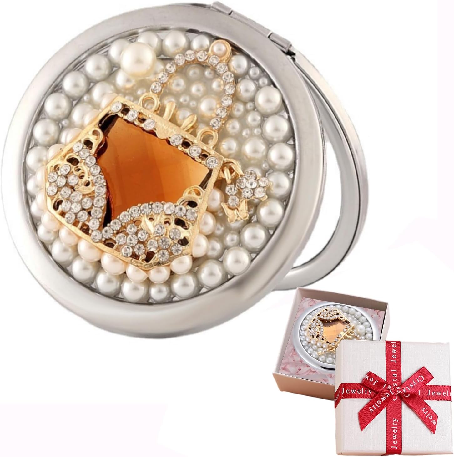 Gift for Sister Wedding Gift Compact Makeup Mirror Maid of Honor Gift for Women Best Friend Friendship Gifts Compact Mirror Bridal Shower Rhinestone Compact Mirror Adorable Bling Glitter