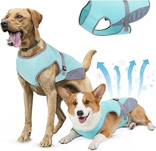 Fiohiros Dog Cooling Vest for Summer,Frenchie Cool Vest for Dogs (11lb-77lb) Body Cooling with Uv Protection Breathable Me...