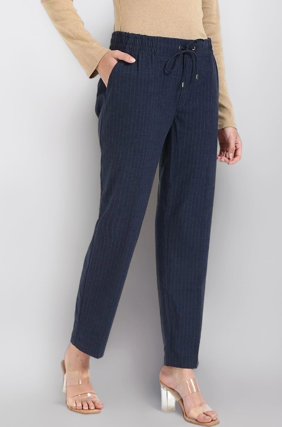 Regular fit Striped mid Rise Trouser