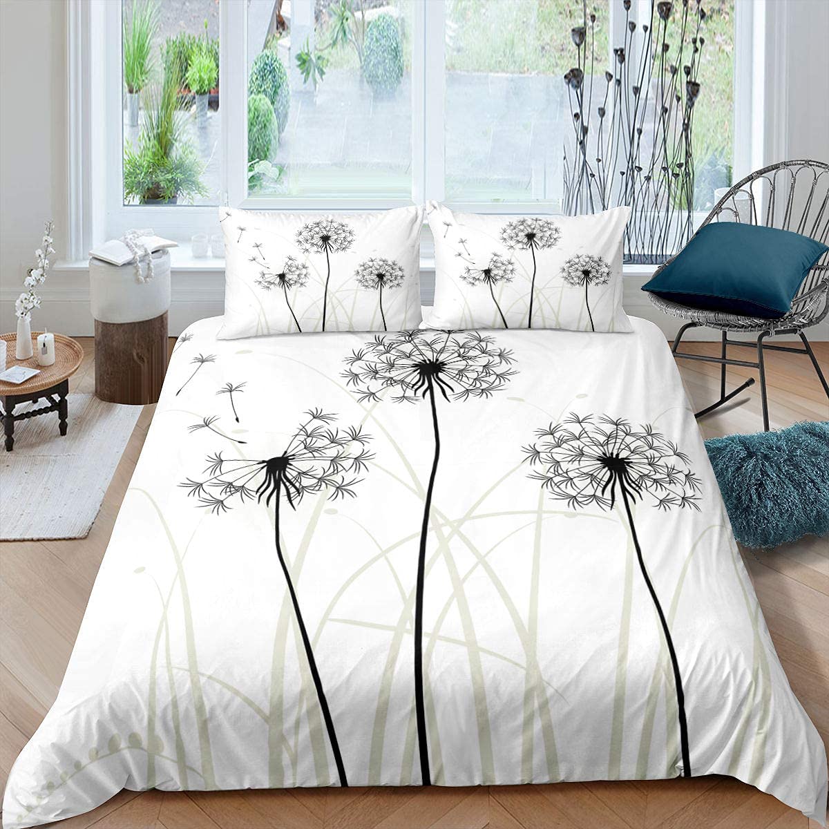 Housse de couette 240x260 cm anti-plis en microfibre douce pour lit deux personnes