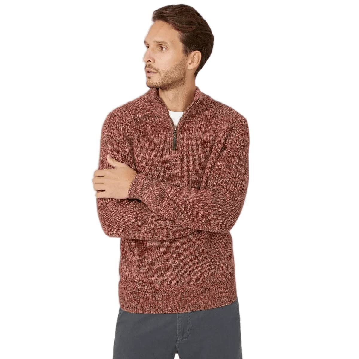 Mens Twist Half Zip Sweater (XL) (Dark Pink)