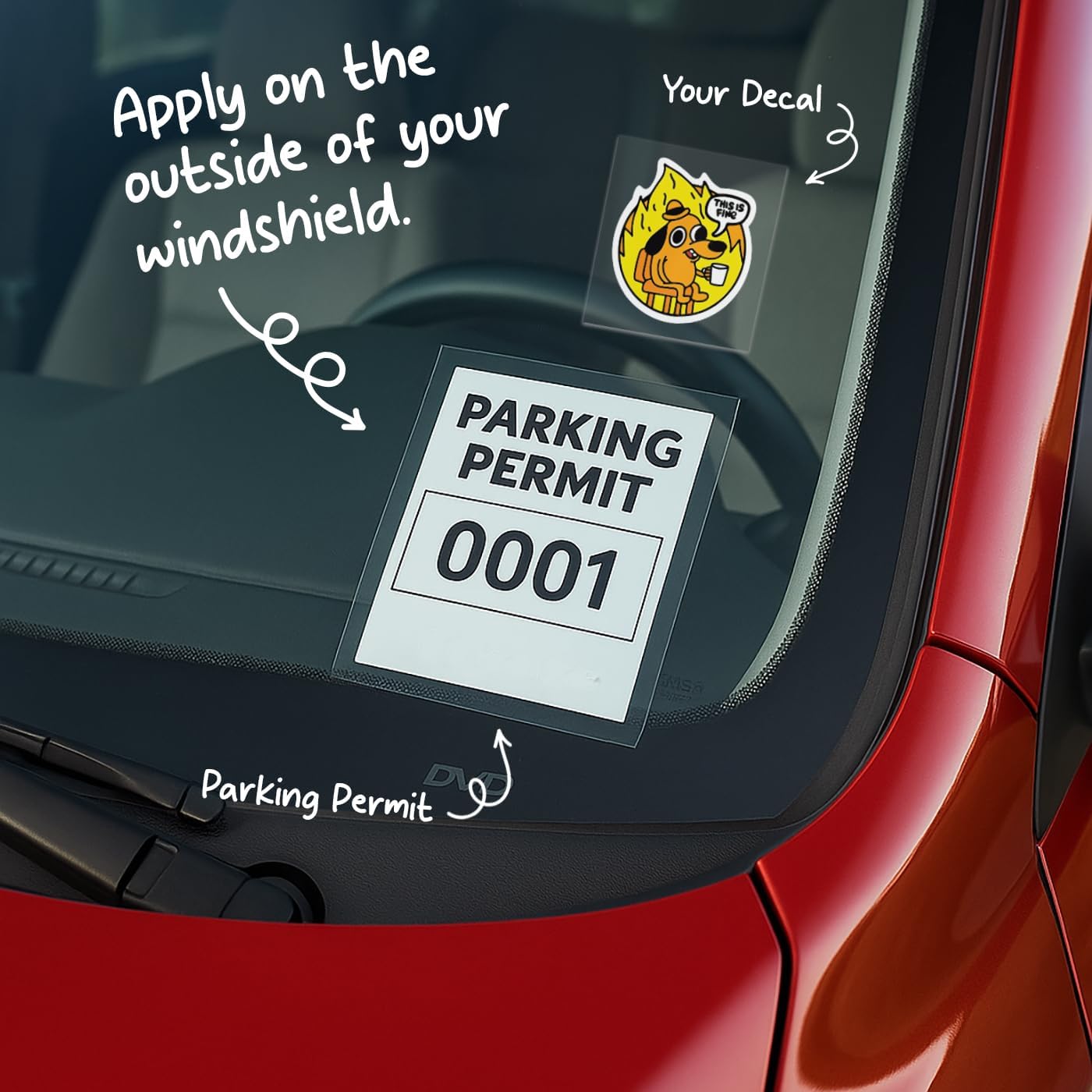 GRITKULTURE - Clear Windshield Stickers for Easy Application, Window Vinyl Cling Sticker Applicator for Parking Permit Holder Pass Protection – No-Residue Removal, Quick Reapply, 4x6 Inch (5)