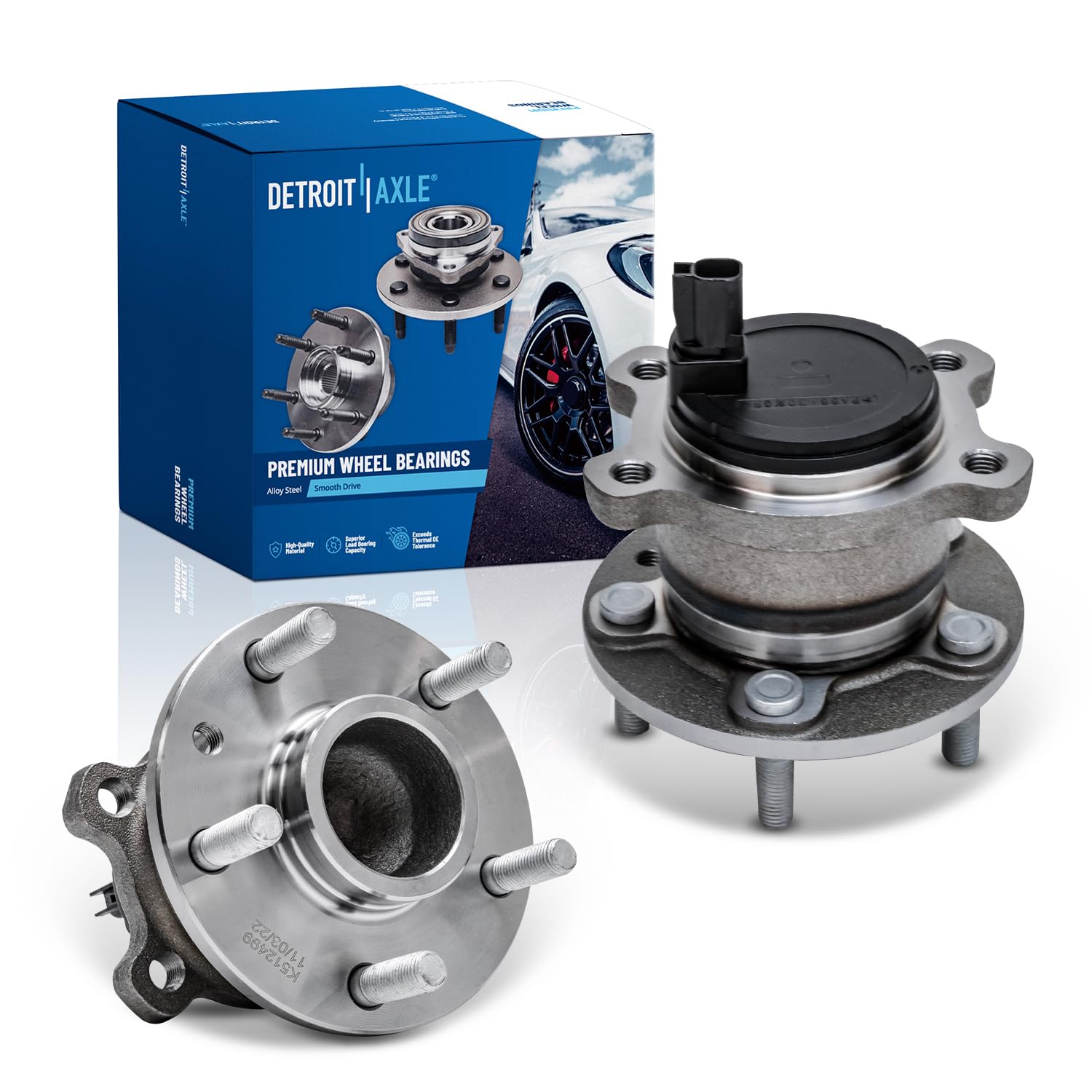 Detroit Axle - Rear 2pc Wheel Bearing Hubs for 2013-2019 Ford Escape 2013-2018 C-Max 2015-2019 Lincoln MKC, 2 Wheel Bearing & Hubs Assembly 2016 2017 Replacement