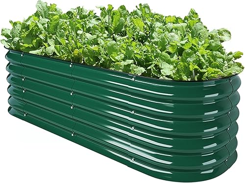 VEGEGA. Kit de cama de jardín elevada de 8 x 2 x 1.4 pies, caja grande de metal de acero inoxidable de zinc-aluminio y magnesio, para plantar