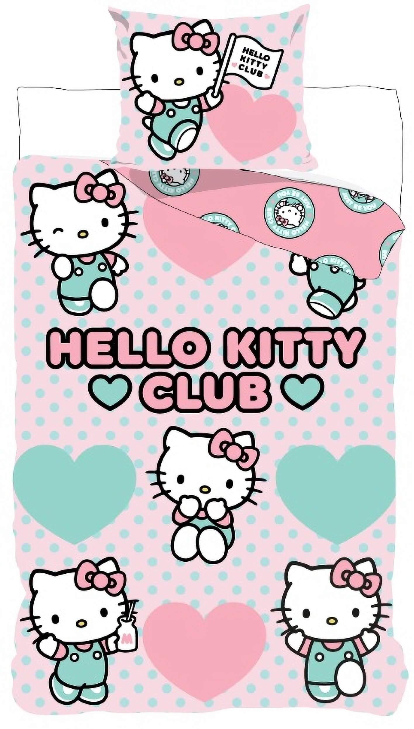 Housse de couette Hello Kitty 135x200 rose et turquoise pour décorer une chambre de fille