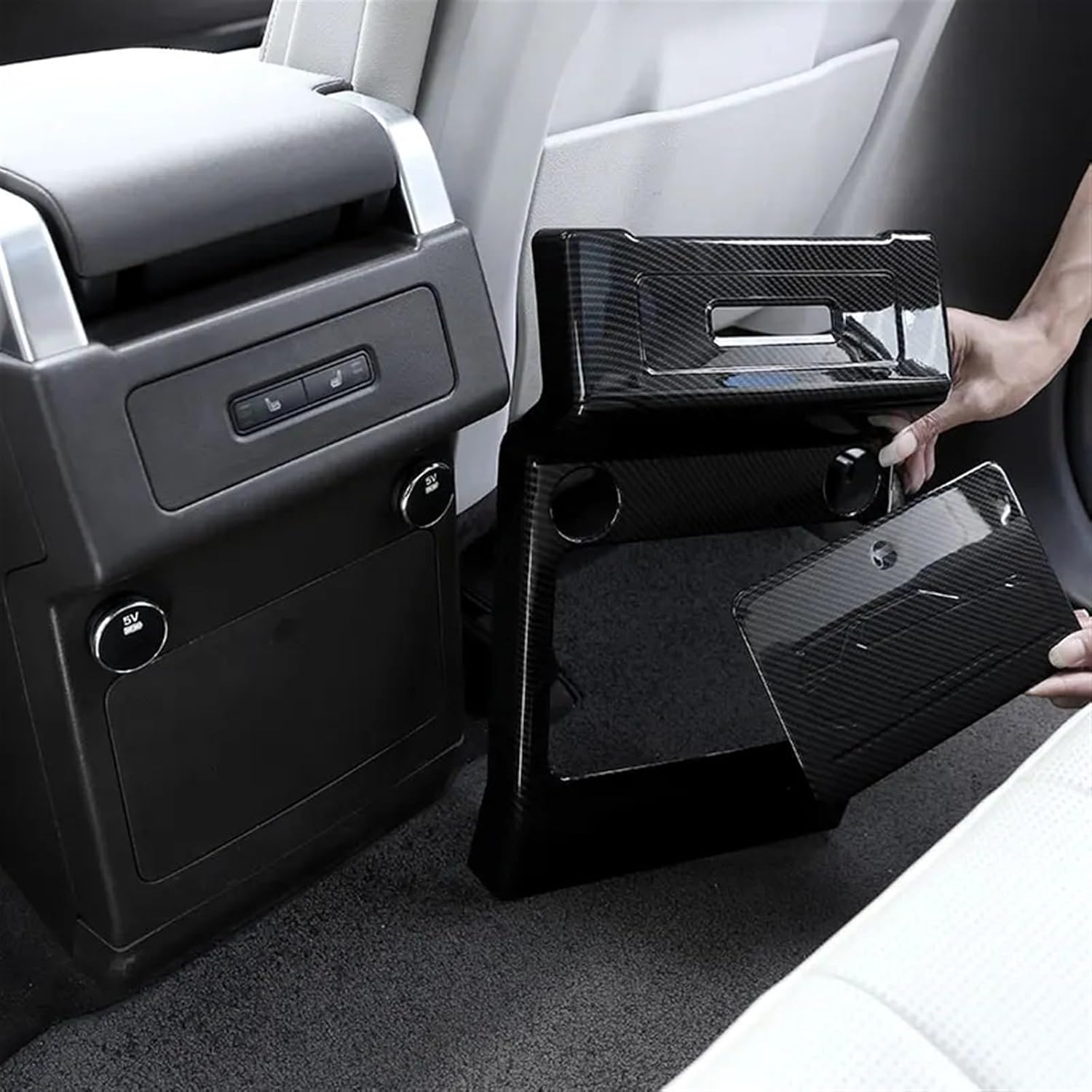 for Land ro-ver discoverys 5 LR5 HSE L462 2017-20 ABS Car Rear Row Air Conditioning Vent Outlet Cover Trim Sticker Accessories(Rose Wood Grain)