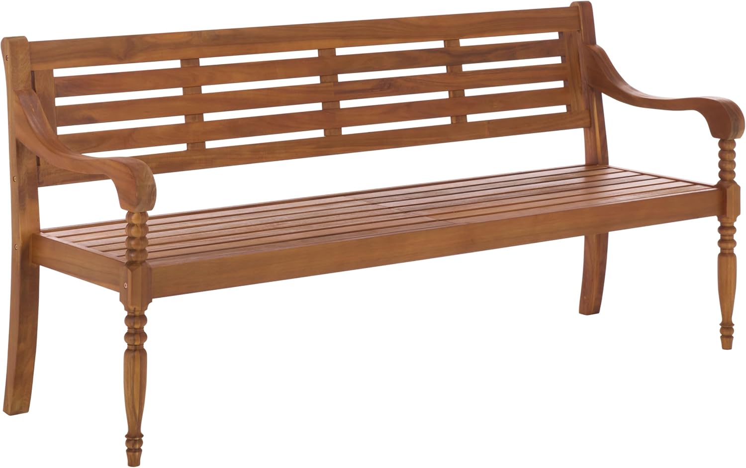 SAFAVIEH Outdoor Patio Furniture Collection - Kanger Natural Solid Wood Bench, Classic Slat Design, Durable Outdoor Seating (PAT7332A)
