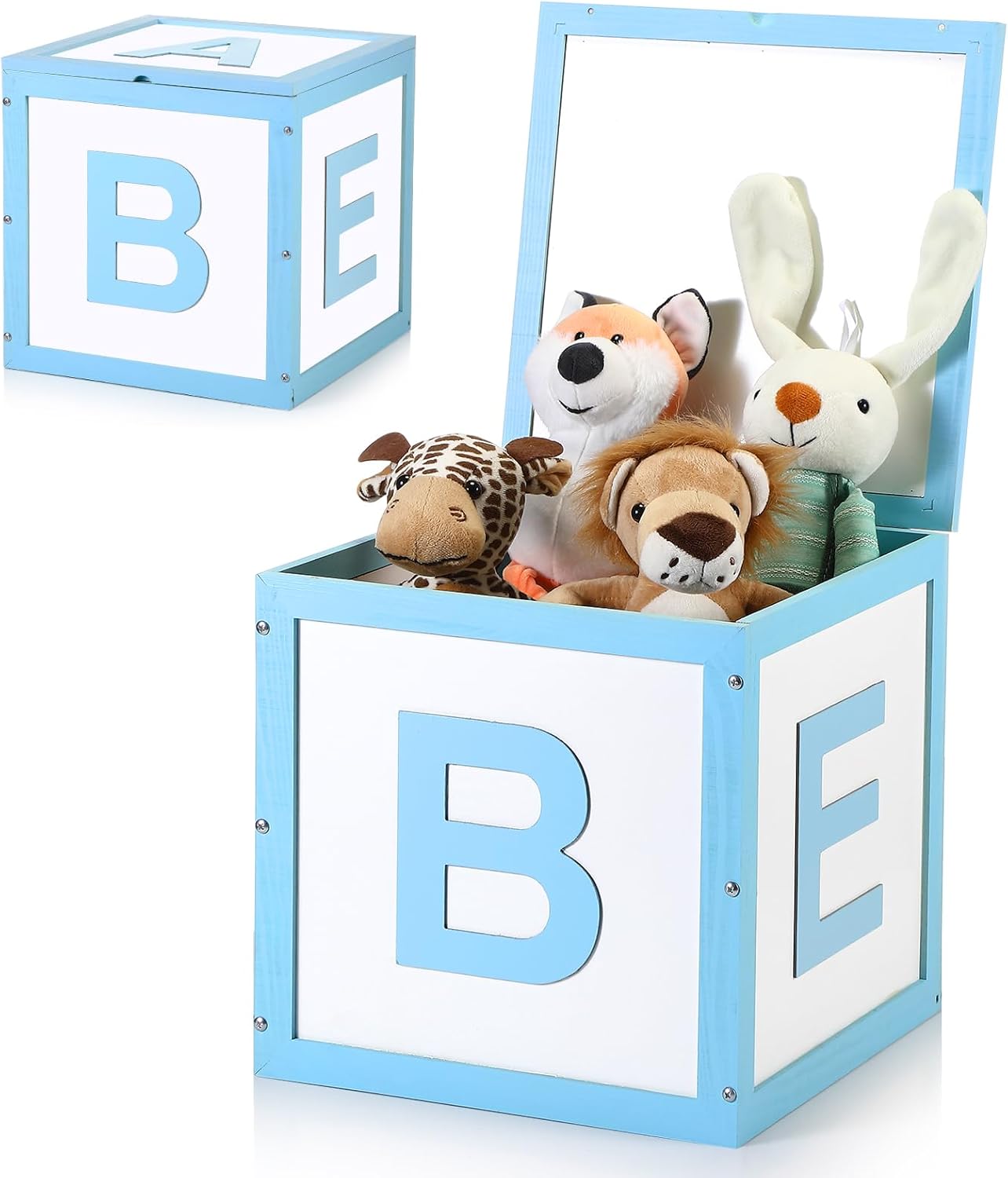 Chunful Wood Baby Shower Box ABC Display Box for Party Decorations with Alphabet Letters Personalized Shower Gifts Basket Party Blocks Backdrop for Boys and Girls (Pink,White)