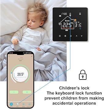 Luocute Smart Thermostat Touch Screen Programmable Temperature Control for Electric Heating Gas Boiler Save Energy, (WiFi, (Voice Control for Yandex Alice, for)
