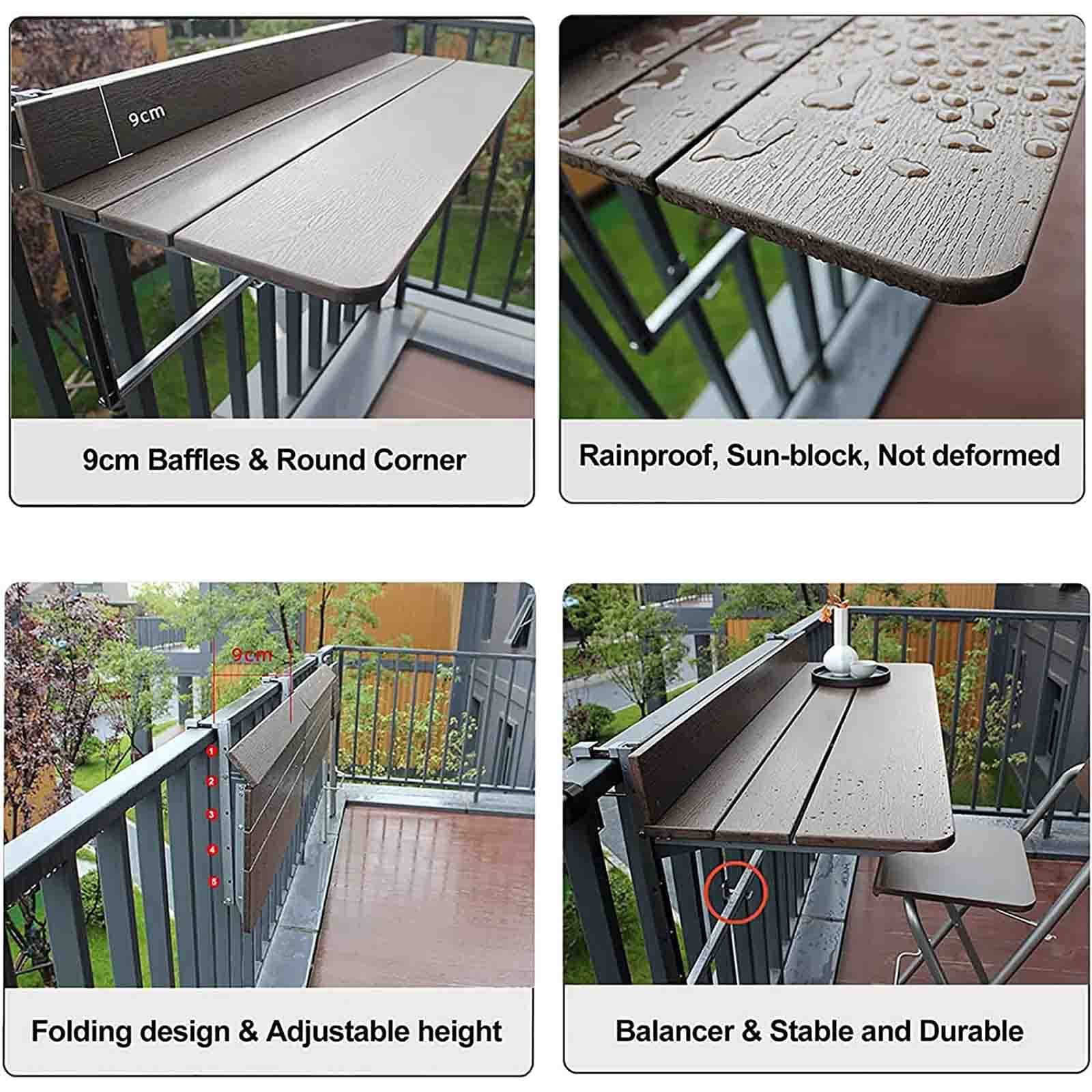 Folding Table Aluminium Folding Balcony Railing Hanging Table For