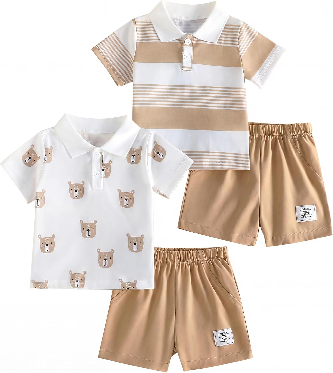 Toddler Baby Boy Clothes Polo Shirt Shorts Sets Short Sleeve Button Summer Outfits 6M-3Y