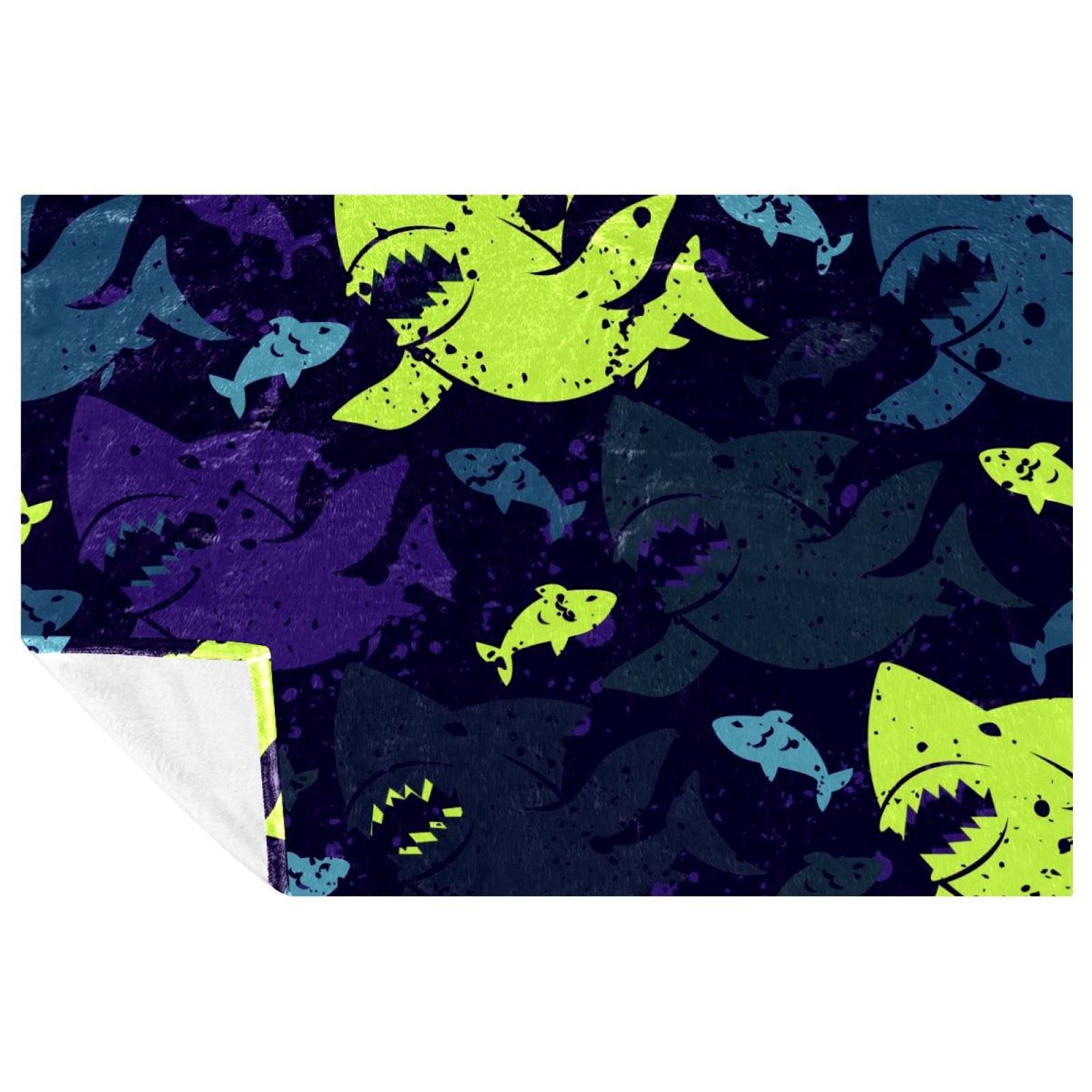 Couverture requins et poissons imprimés cadeau original pour lit