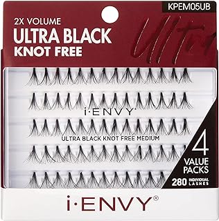iENVY by KISS Ultra Black Knot Free Individual Lashes 4 Tray 280 Lashes (Medium)