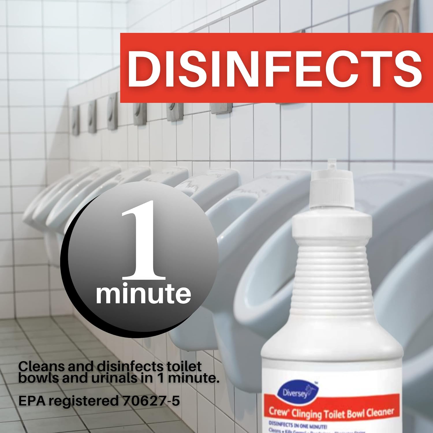 CREW Diversey Clinging Toilet Bowl Cleaner, Floral Scent, Liquid, 1 Qt. Bottle, 12/ct : Health & Household