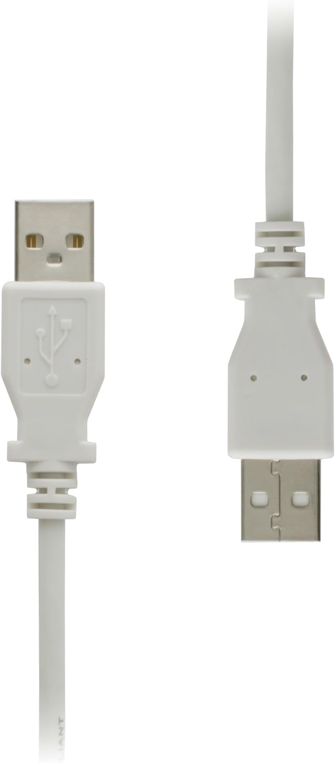 USB 2.0 Cable, A-Male to A-Male USB 2.0 Cable, GearIT (15 Feet 4.5 Meters) (5 Pack) Keyboards/mice/Modems/Printer Device - White
