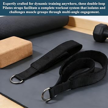 2 Pilates Double Loop Straps for Reformer, Padded Hand and Foot Straps