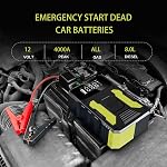4000A Battery Jump Starter with Air Compressor, Portable Car Jump Starter Battery Pack (All Gas/8.0L Diesel), 12V Booster with Tire Inflator, LED Light, Storage Case, Built-in Air Hose