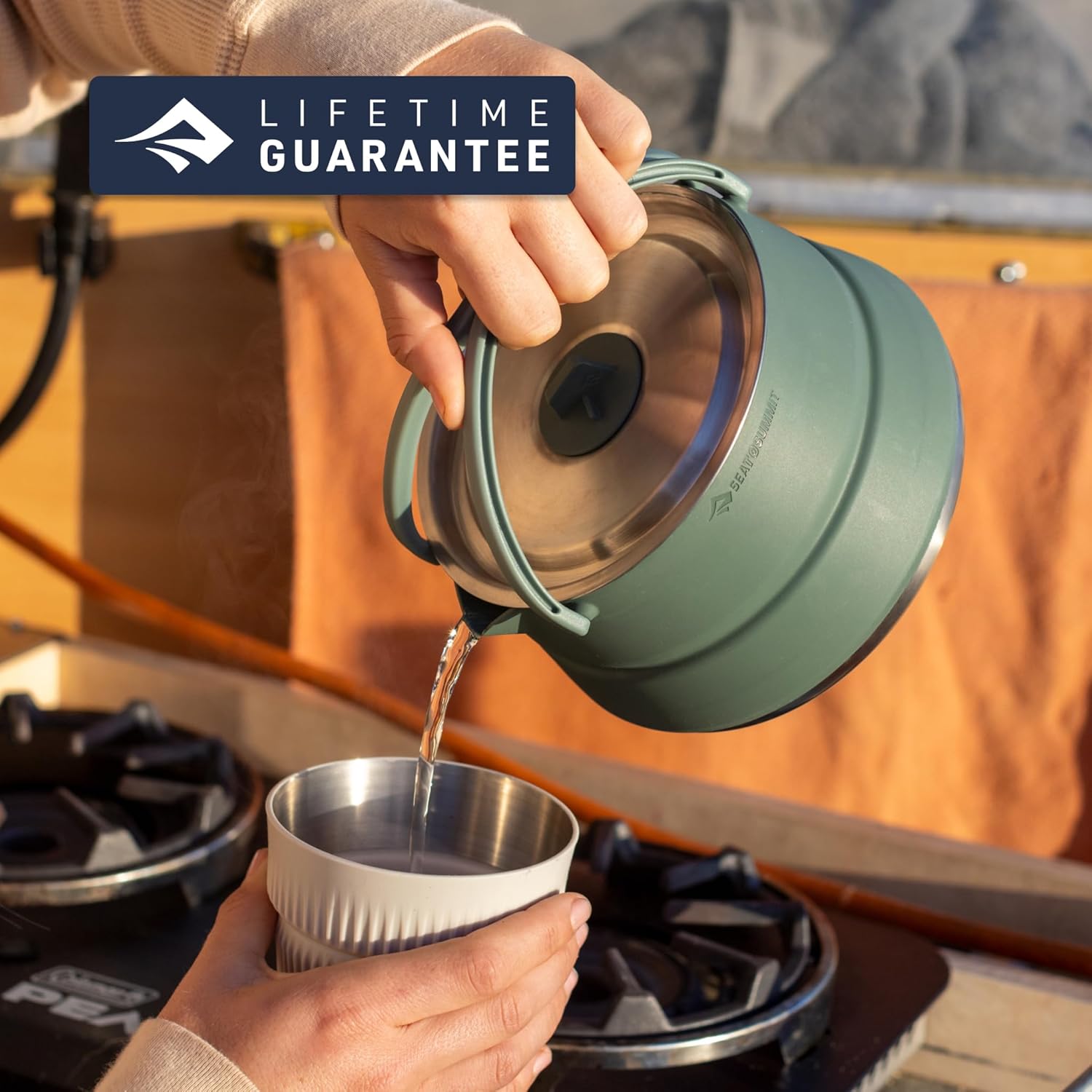 Sea to Summit Detour Stainless Steel Kettle Cook Set (1.6 Liter Kettle, 2 Mugs)