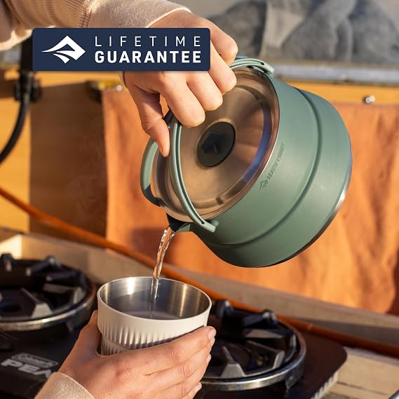 Sea to Summit Detour Stainless Steel Kettle Cook Set (1.6 Liter Kettle, 2 Mugs)