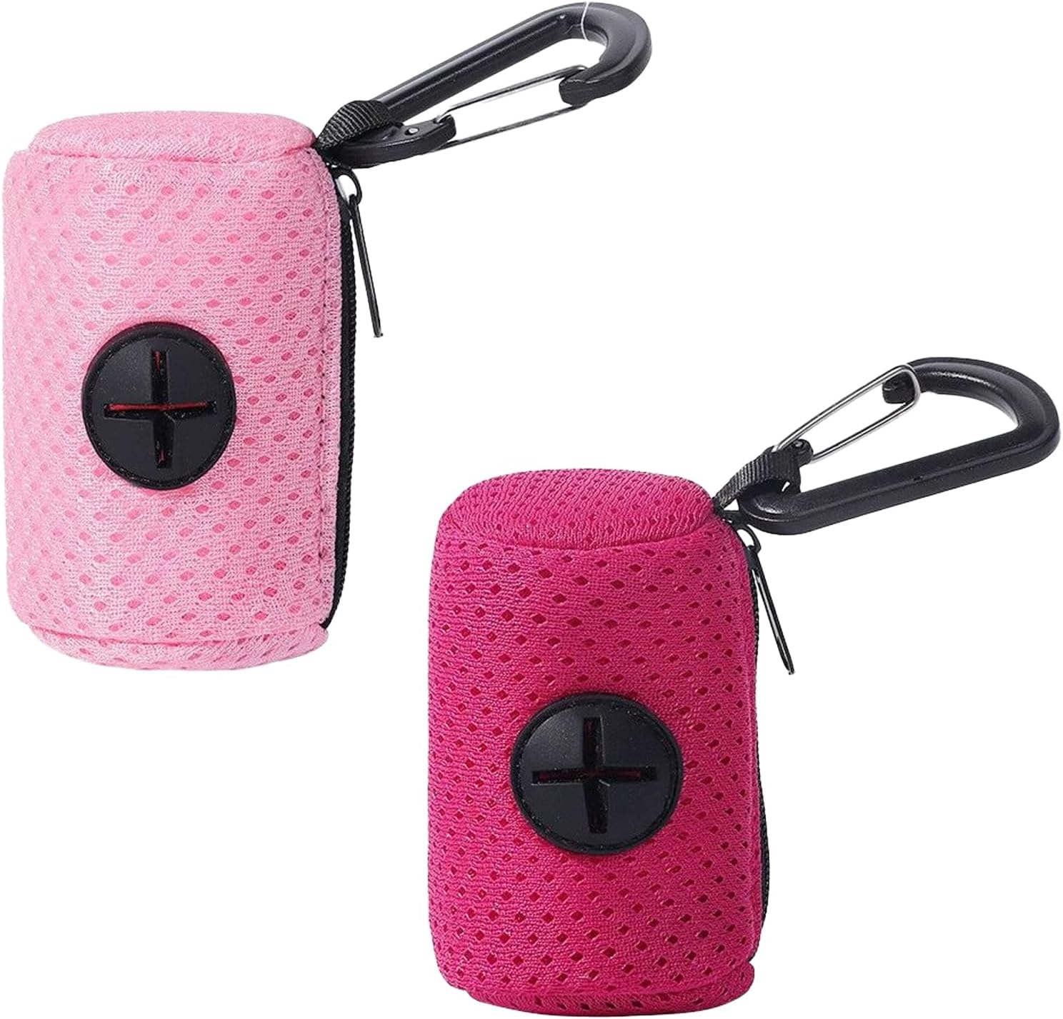 2 piezas de soporte para bolsas de excremento de perro, bolsa de residuos para mascotas con cremallera y accesorio, soporte para bolsas de excremento de perro colgante para caminar y hacer senderismo