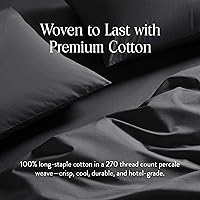 Vista 12 de Brooklinen Funda de edredón de percal de lujo, 100% algodón, fresca, nítida, lazos de esquina extralargos, cierre de botones, suave y transpirable