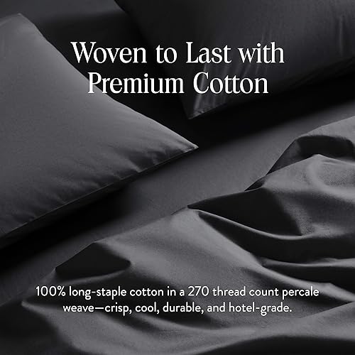 Miniatura 12 de Brooklinen Funda de edredón de percal de lujo, 100% algodón, fresca, nítida, lazos de esquina extralargos, cierre de botones, suave y transpirable